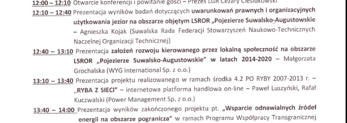 Zaproszenie na Konferencję Roczną LGR “Pojezierze Suwalsko-Augustowskie” – 5 listopada 2014, Suwałki